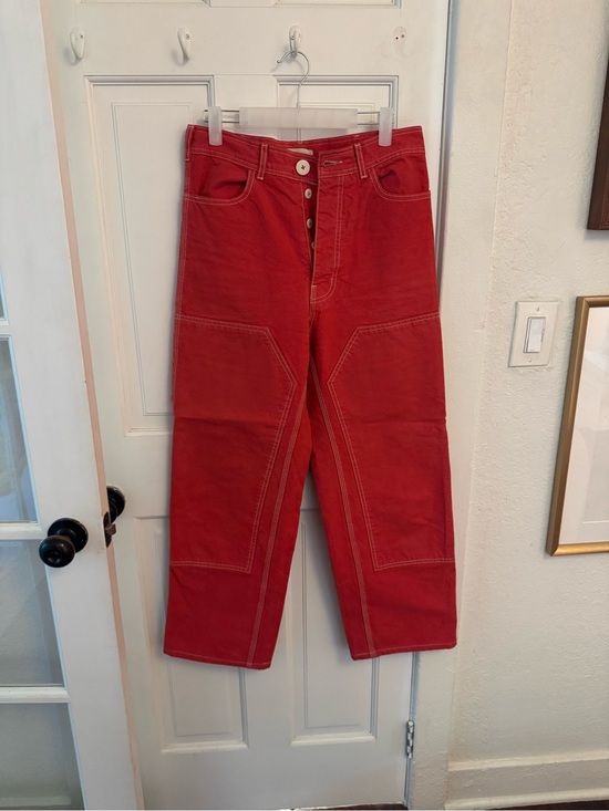Jesse Kamm Pants - Jesse Kamm Red Straight-Leg Patch Front Handy Pants